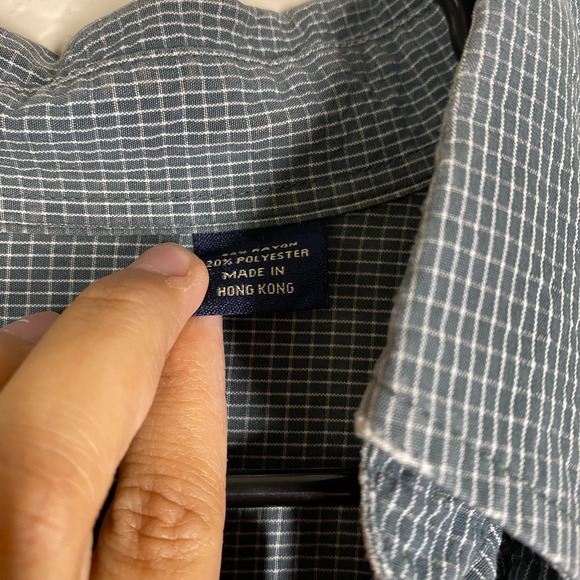 Lucchese Blue and White Plaid button up sz Large - Picture 7 of 12